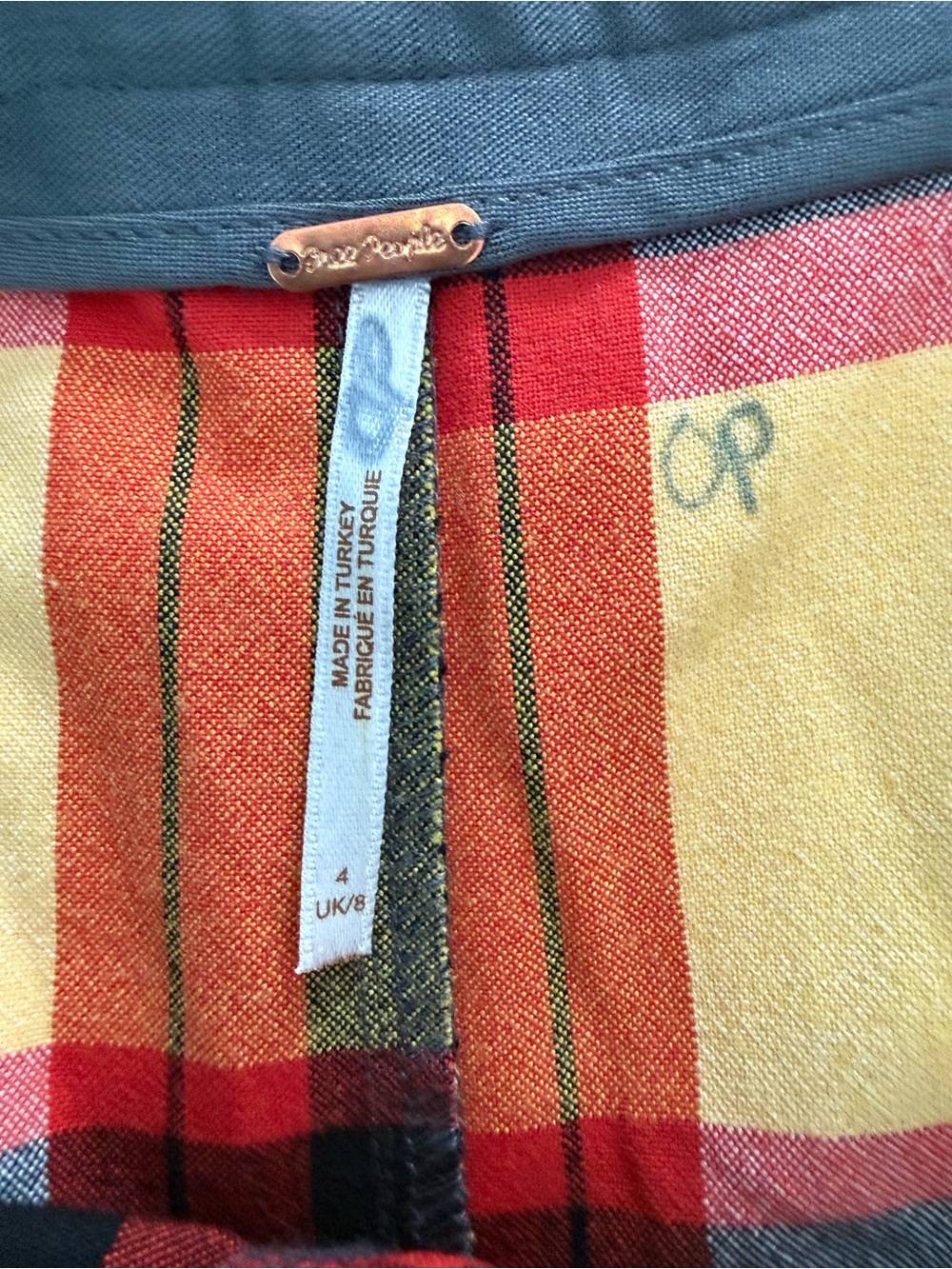 Free People Yellow Plaid Wide-Leg Trousers - Picture 5 of 6